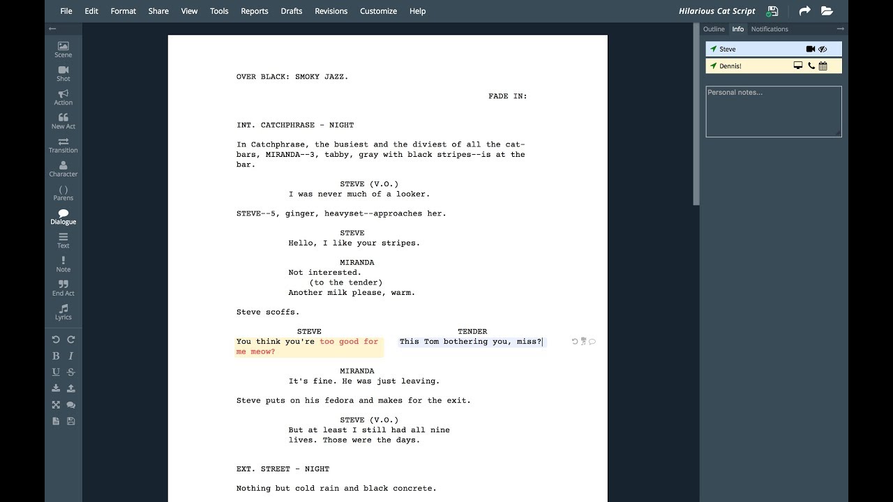 free movie script writing software for mac